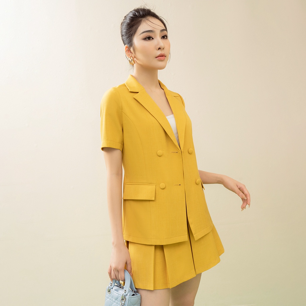 Áo blazer vàng tay cộc bốn cúc BIJIN BOUTIK 23T01-vàng | BigBuy360 - bigbuy360.vn