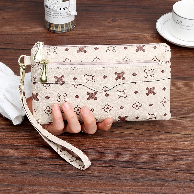 Ví nữ Hàn Quốc, ví nữ cầm tay sang trọng phong cách hoạ tiết Monogram nhiều ngăn