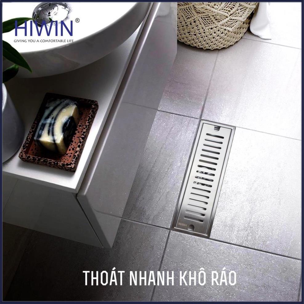 Phễu ga thoát sàn dáng dài thoát nước nhanh inox 304 kích thước 100x300mm HIWIN FD-06