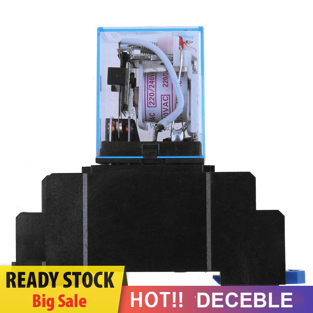 deceble 220V 10A LY2NJ Mini 8 Pin Coil Power Electric Relay With Socket Base Black