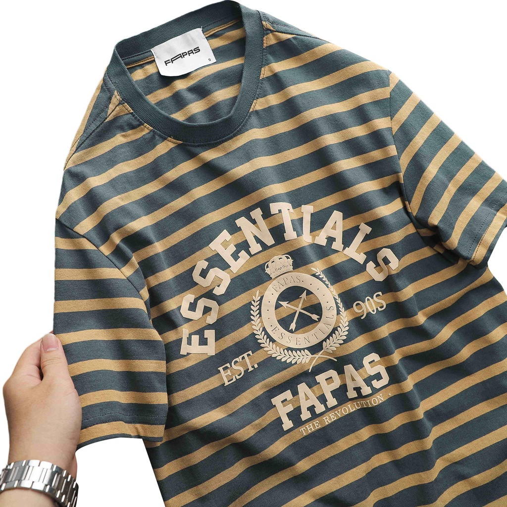 Áo Thun Nam Bubble In Chữ Trẻ TRung Họa Tiết Sọc Chất Liệu Cotton Mịn Form Chuẩn Dáng - FAPAS