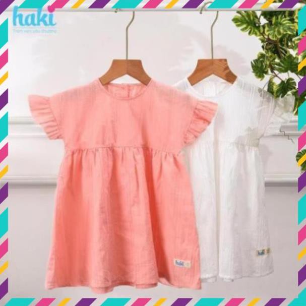 Váy bé gái liền vai tay quấn bèo HAKI-HK516, váy thiết kế cho bé, đầm hè cho bé gái
