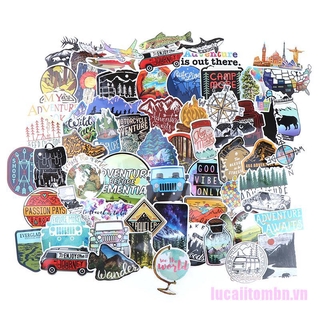 {xasc}65Pcs Hiking Travel Stickers Adventure Outdoor Landscape Waterproof PVC Decals