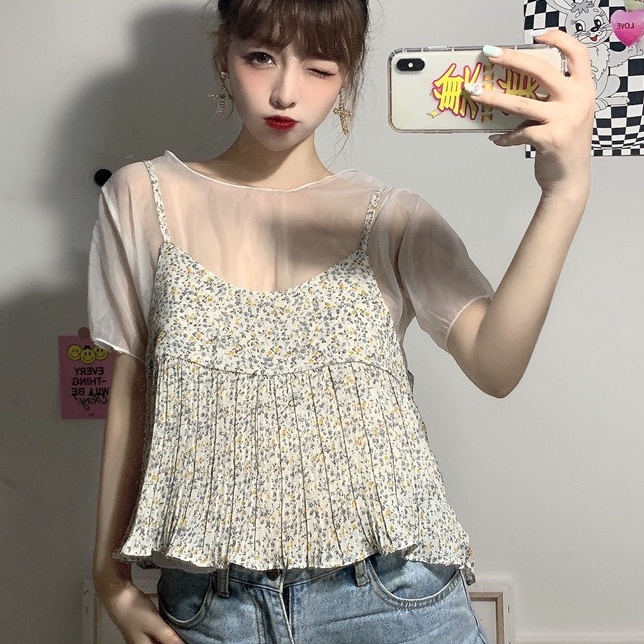 Set Áo Chiffon + Áo Chiffon Sát Nách Thời Trang Chất Lượng Cao