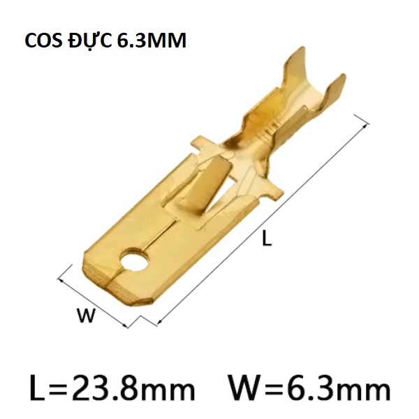 Đầu cos 6.3 mm đực cái bằng đồng (dành cho loại đầu nối 6.3mm)