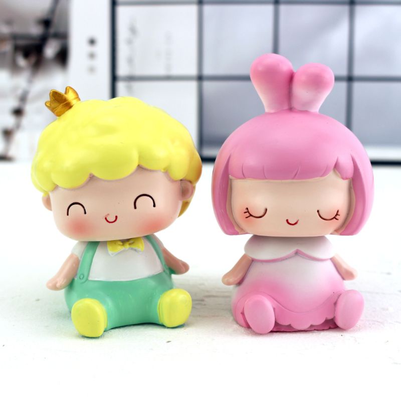 Búp bê hoàng tử công chúa trang trí bánh kem,phụ kiện trang trí ô tô