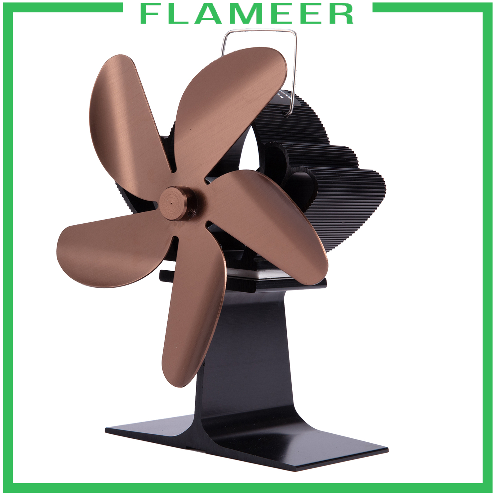 [FLAMEER]Wood Stove Fan Heat Powered Fireplace Log Burner Fireplace 5 Blades Black