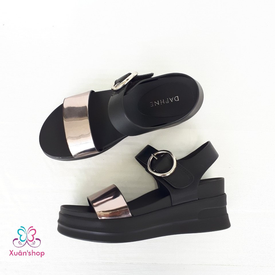 Giày sandal đế xuồng Daphne quai dán, gót cao 6cm (size 35, 37)