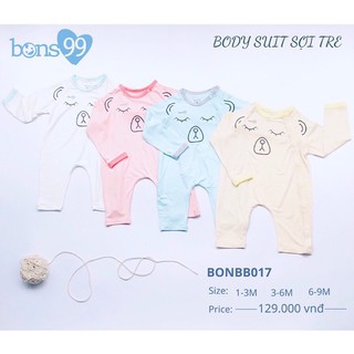 Bons99! Bộ body dài tay chất liệu sợi tre( Bamboo) cho các bé từ 1m-9m