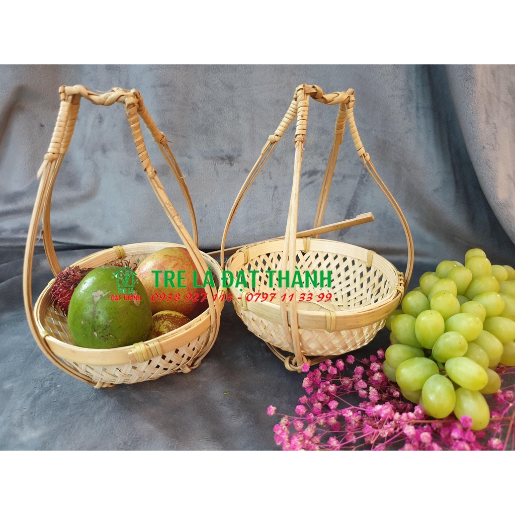 Bát tre tự nhiên, quang gánh tre tự nhiên dùng đựng hành tỏi, gia vị. bánh kẹo