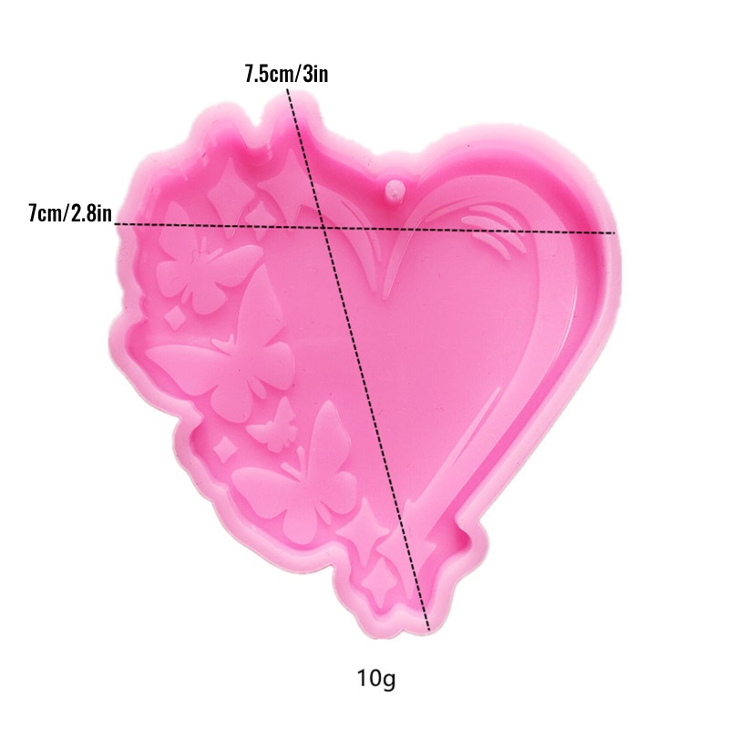 Khuôn Silicone Làm Móc Khóa Hình Trái Tim DIY