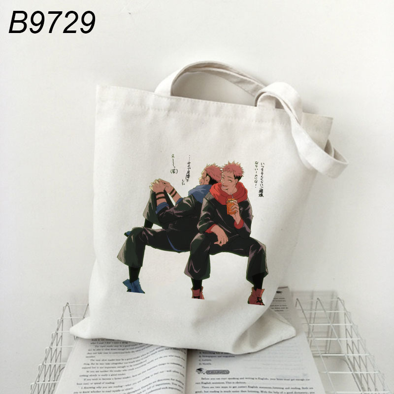 Túi tote Đeo Vai Vải canvas In Hình anime jujutsu kaisen Thời Trang