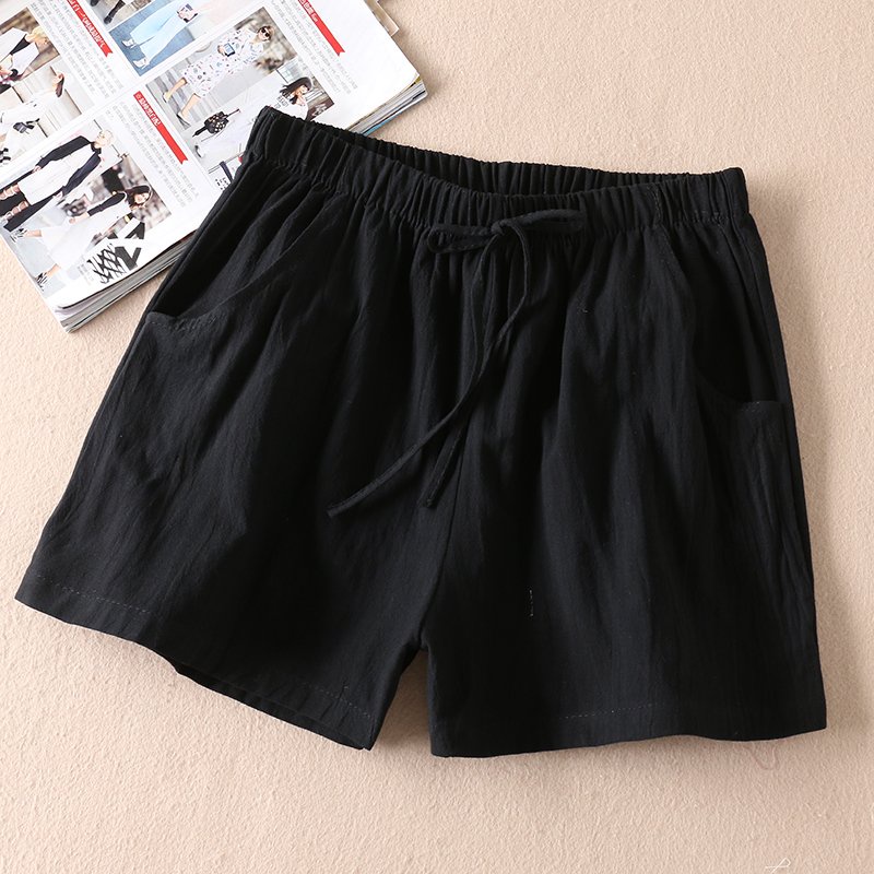 Quần đùi đũi thắt nơ cạp chun siêu mát, nhẹ nhàng, thấm hút mồ hôi quần shorts nữ mặc nhà đi dạo Qt20