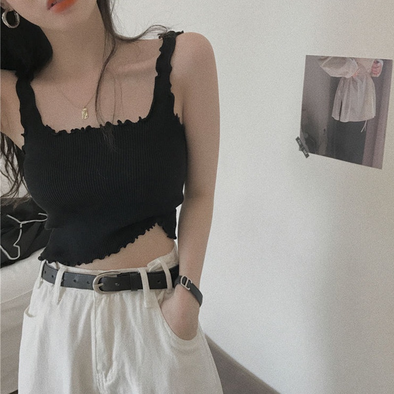 Áo Croptop Hai Dây Dệt Kim Phong Cách Boho Quyến Rũ Cho Nữ