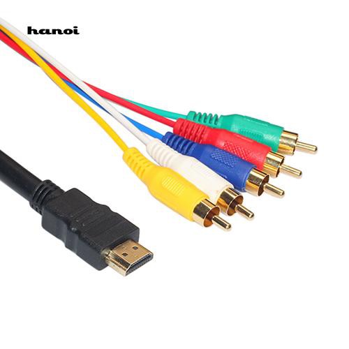 Hn HN HN♥Cáp ChuyểN ĐổI Âm Thanh / Video AV 5Ft HDMI Sang 5-RCA RGB Mạ VàNg