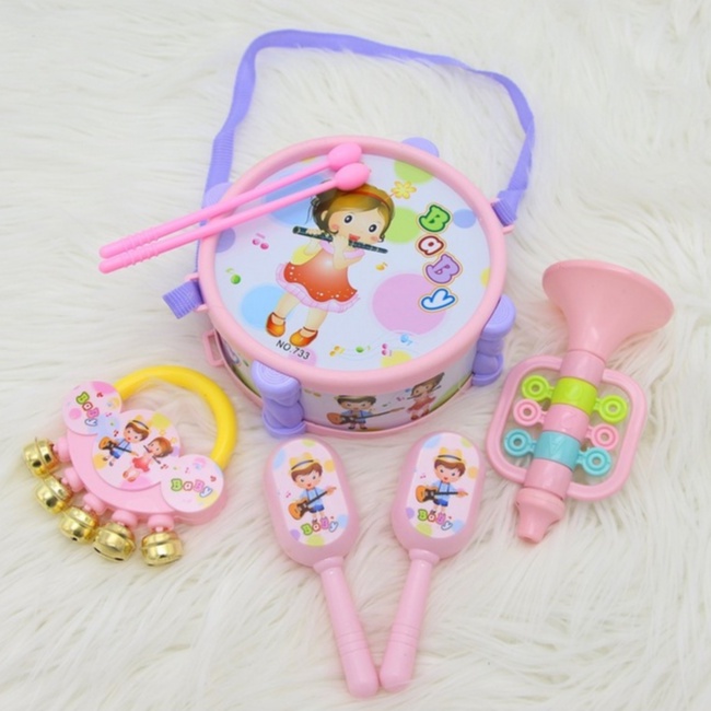 Set đồ chơi Xúc xắc, lục lạc, kèn, trống Toyshouse dành cho bé từ sơ sinh TH1220-733A giúp bé phát triển thính giác