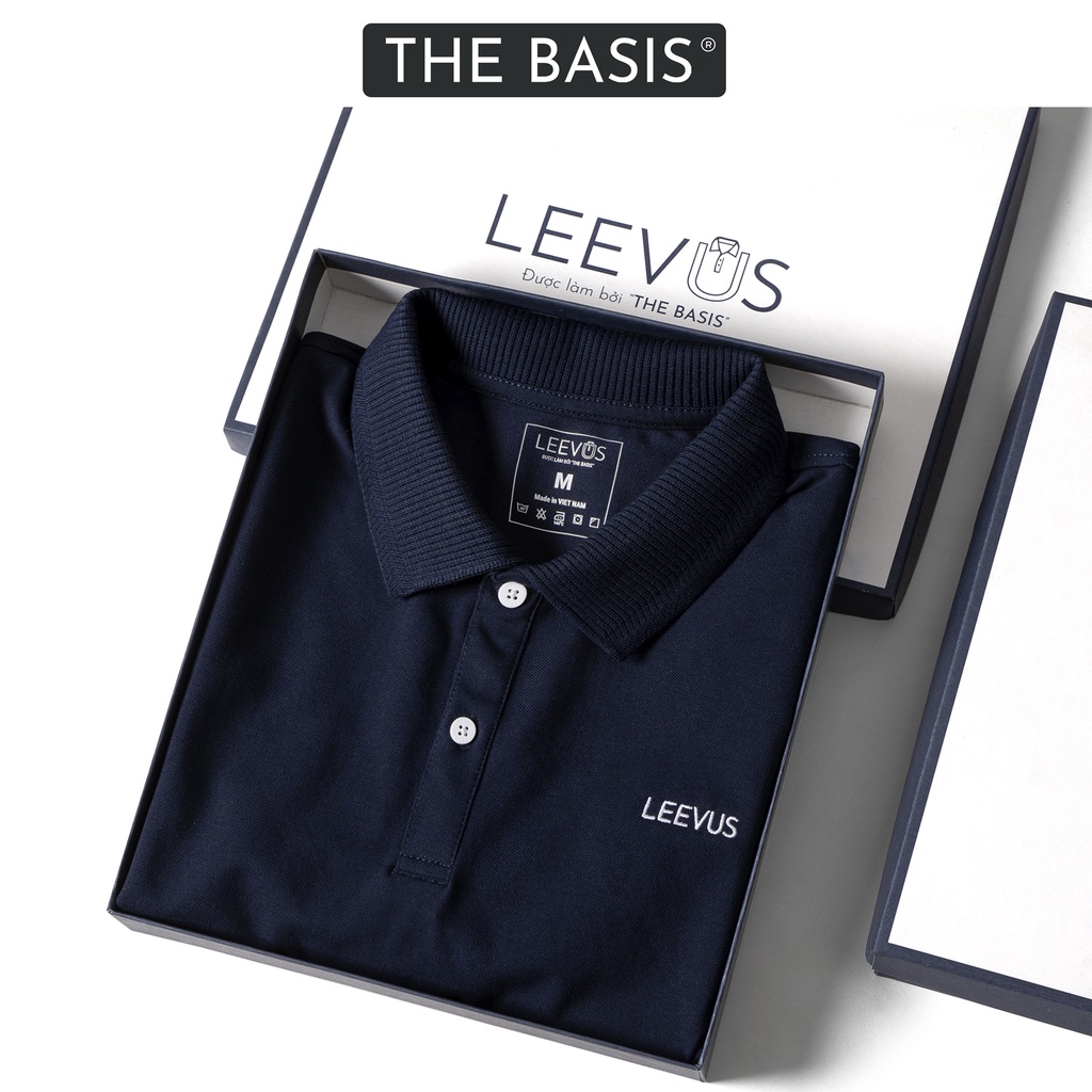 Áo Polo nam có cổ DASA LEEVUS màu xanh đen, thêu logo, vải CVC cá sấu, form regular APL23