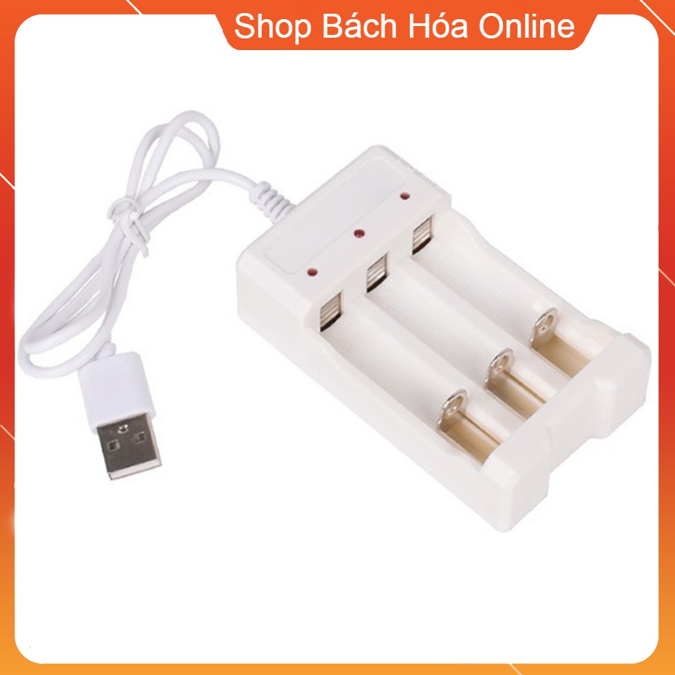 BỘ SẠC PIN TIỂU 2A VÀ 3A DÙNG CHO LOẠI PIN SẠC ĐƯỢC GỒM 3 KHE CẮM SỬ DỤNG CỔNG USB TIỆN LỢI CÓ ĐÈN BÁO SẠC