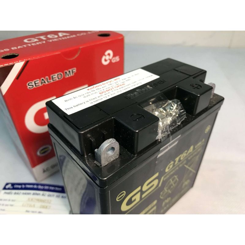 bình ắc quy khô GS GT6A 12V-6AH dùng cho DREAM, Wave alpha tới 2005.
