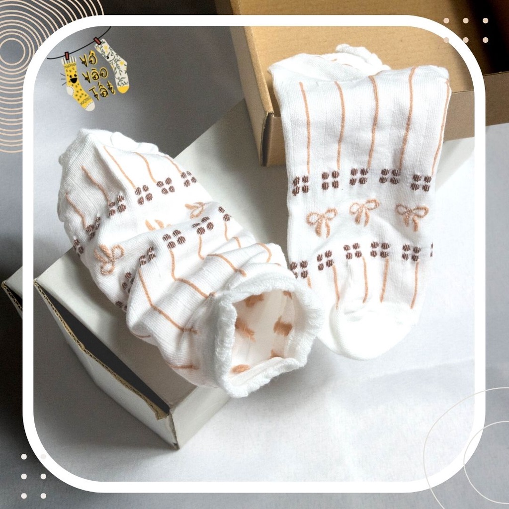 TẤT VỚ CỔ NGẮN NỮ HỌA TIẾT NƠ NHỎ LOLITA XINH XẮN