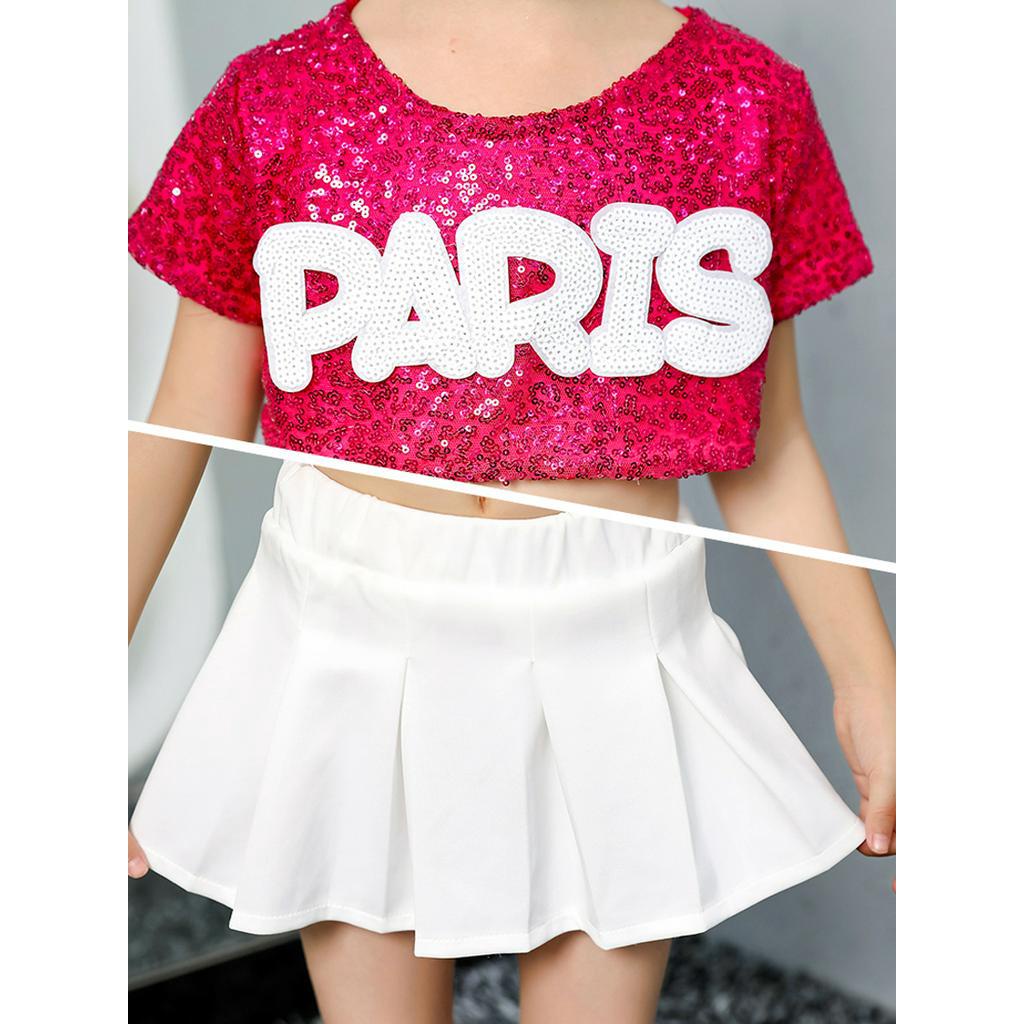 Bộ Trang Phục Múa Cổ Vũ Đính Kim Sa Xinh Xắn Cho Bé Gái