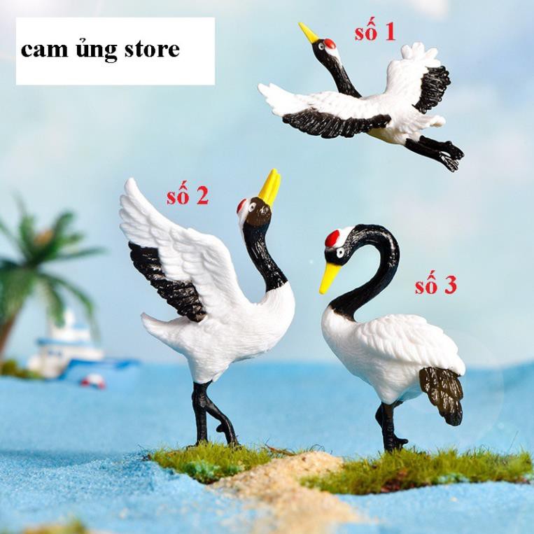 Mô hình chim hạc đầu đỏ trang trí tiểu cảnh, bán cạn terarium, bonsai bể cá cảnh thủy sinh