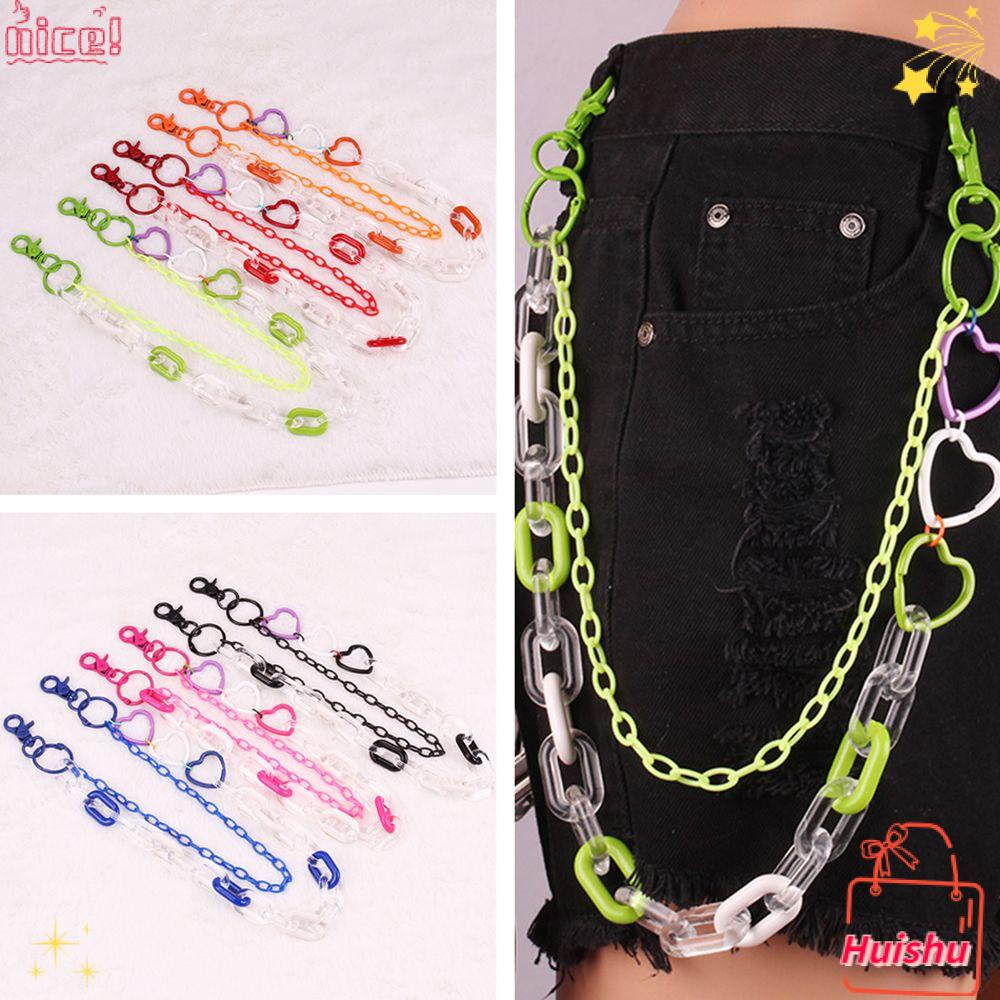 ✣HS✣ Fashion Pants Chain Women Girl Keychain Waist Chain Heart Punk Hip-hop Jewelry Multicolor Acrylic Multi Layer/Multicolor