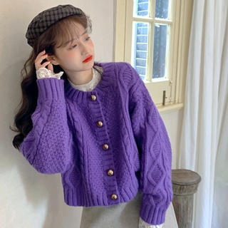 Áo khoác Cardigan len dáng ngắn thời trang hàn quốc kiểu Retro sành điệu 2020