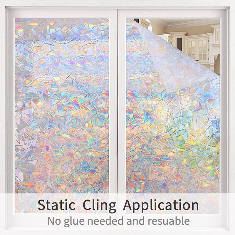 Hot wall stickers privacy rainbow effect window films anti-uv non-adhesive static cling glass sticker trang trí nội thất