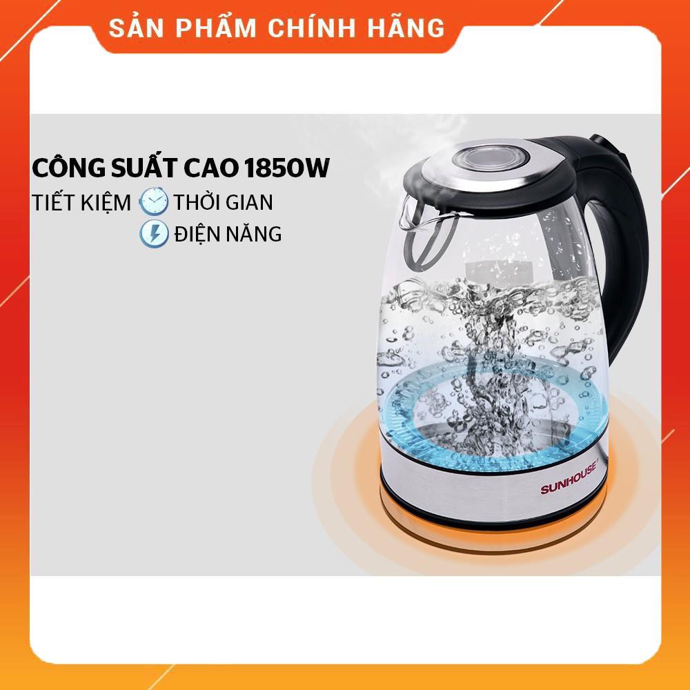 [Cao Cấp] Ấm Siêu Tốc Thủy Tinh Sunhouse SHD1217 Đẹp Sang Trọng, Đun Nhanh Sôi, Tiết kiệm Điện Năng, Bảo Hành 12 Tháng