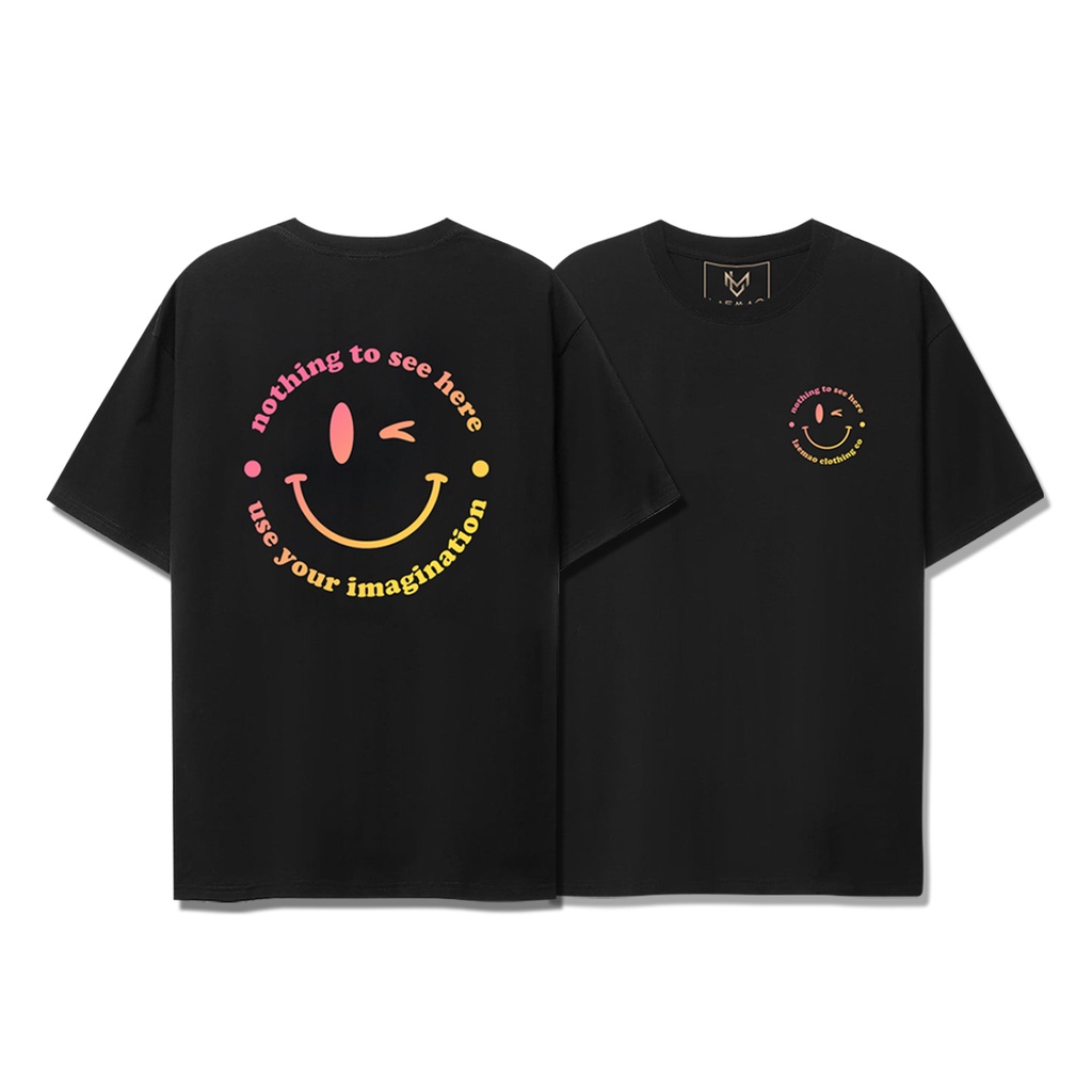 Áo thun LAEMAO chất liệu cotton tay lỡ form oversize SMILEY