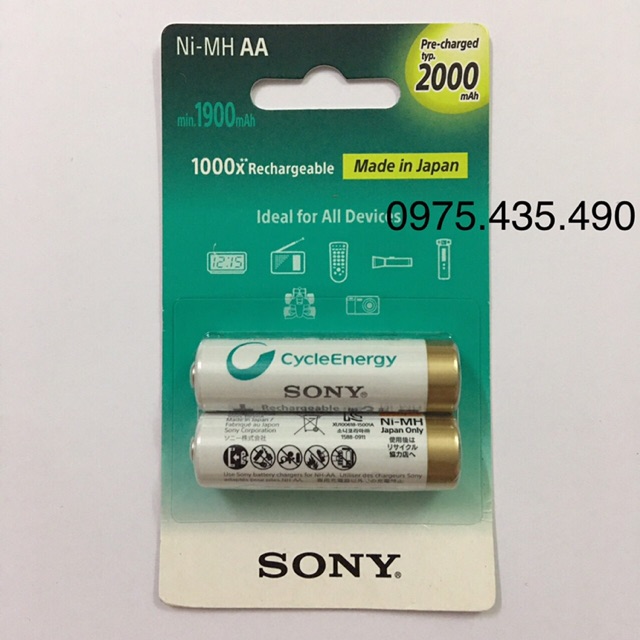 Pin Sạc AA SONY Chính Hãng 2.000 mAh Vỉ 2 Viên Made in Japan