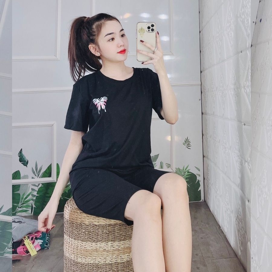 Quần Áo Bigsize Nữ Eshop Mặc Nhà Ngủ Đi Chơi Đồ Bộ Lửng Ngố Mùa Hè Đẹp Dễ Thương Cute Thun Cotton Thể Thao Db17