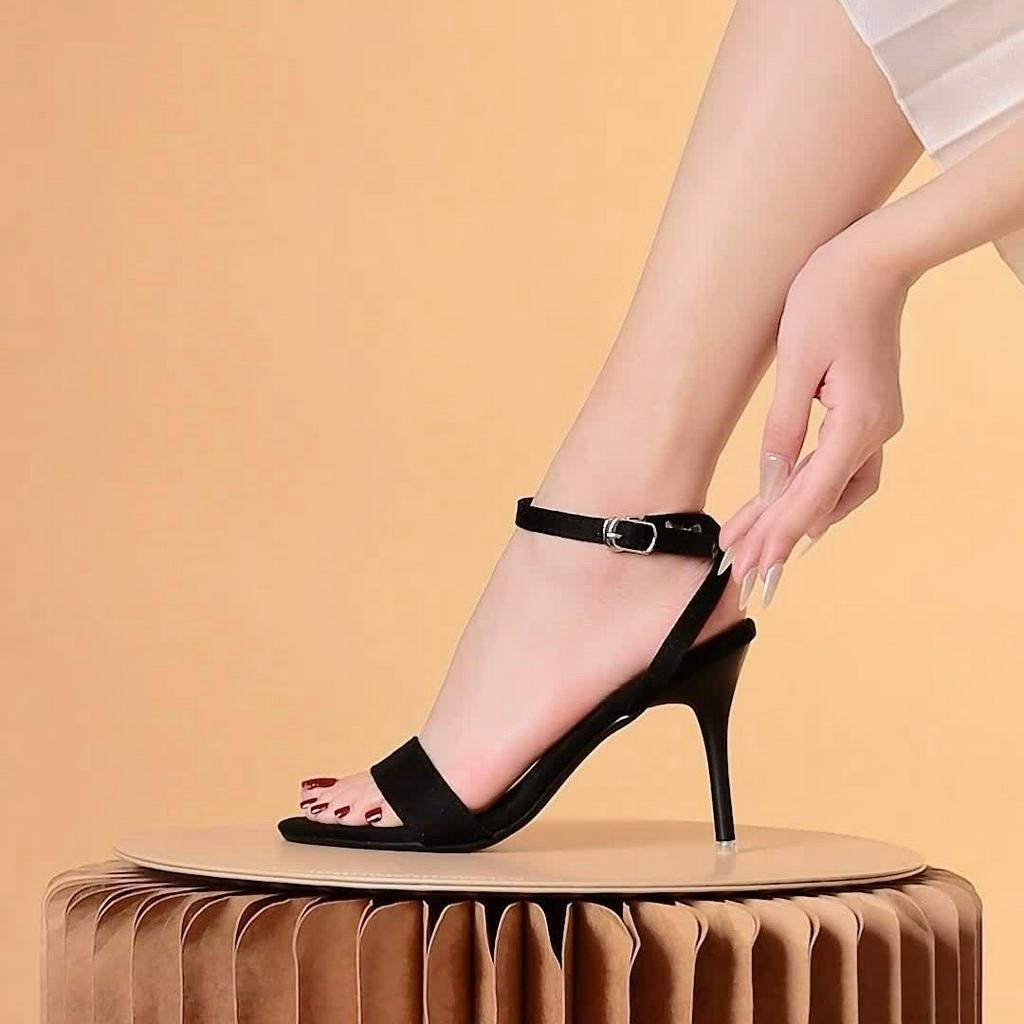 Giày MWC 4355 - Giày Sandal Cao Gót Quai Ngang Gót Nhọn 7p Basic Thời Trang
