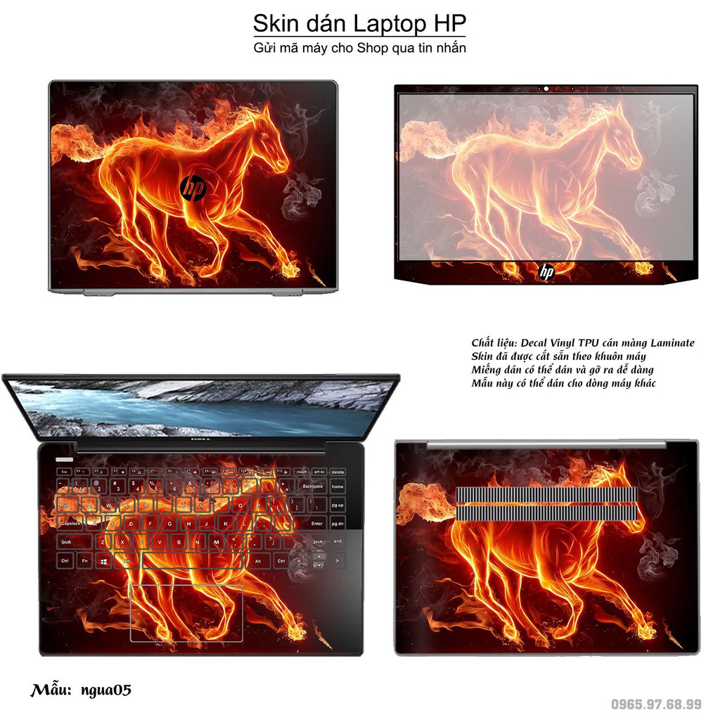 Skin dán Laptop HP in hình Con ngựa (inbox mã máy cho Shop)