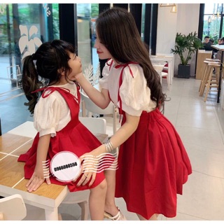 Sét váy yếm đỏ mẹ con
