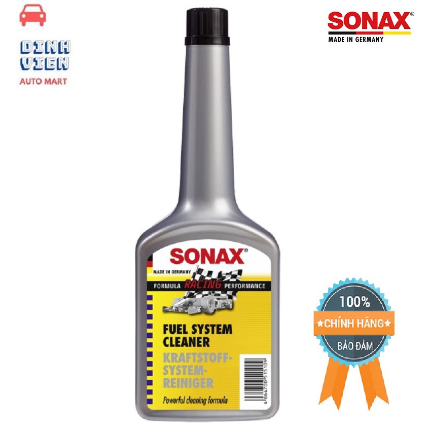 Phụ Gia Làm Sạch Hệ Thống Xăng SONAX Fuel System Cleaner 515100 250ml .Làm sạch cặn do đốt không hết, tiết kiệm xăng.