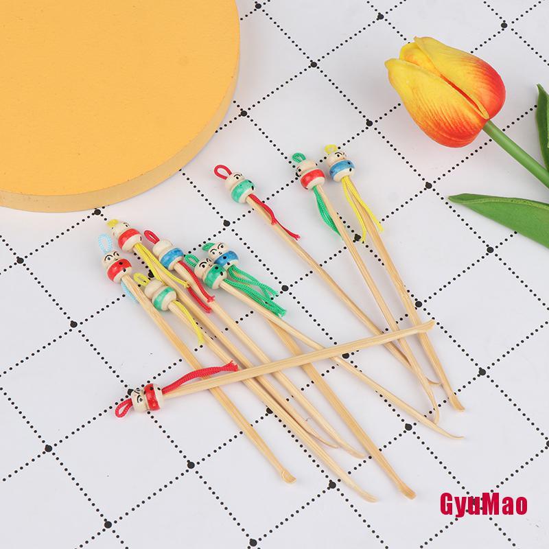 Bộ 10 Dụng Cụ Lấy Ráy Tai Mini Bằng Gỗ Tre Thiết Kế Hình Búp Bê Đáng Yêu
