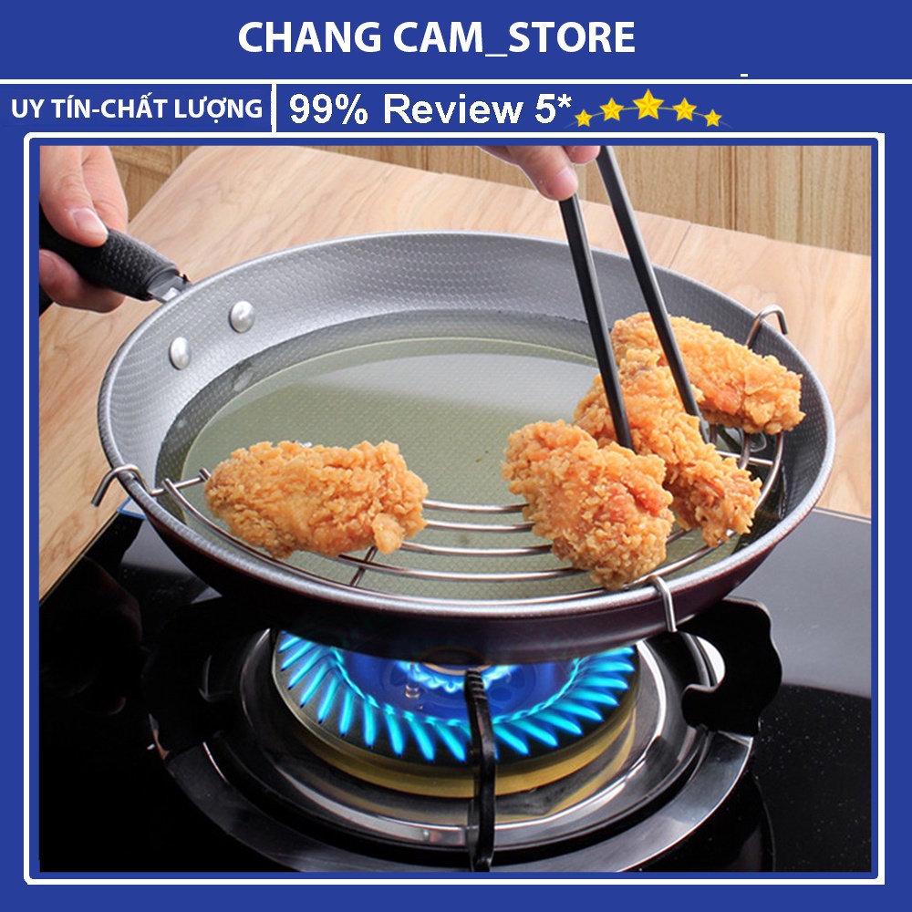Vỉ gác chảo chiên ,rán, để ráo dầu mỡ, inox không gỉ loại to, dày dặn,tiện dụng