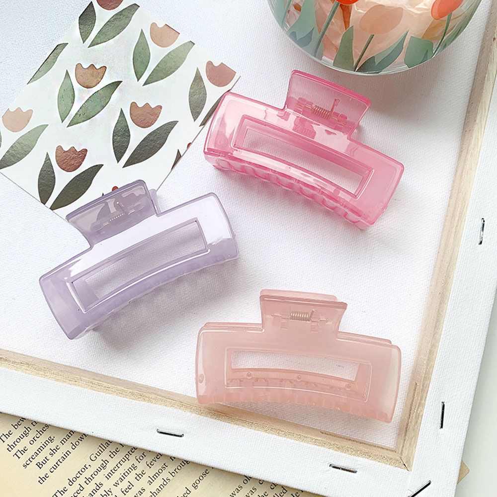 Kẹp tóc bằng nhựa hình chữ nhật nhiều màu tùy chọn phong cách Hàn Quốc thời trang cho nữ