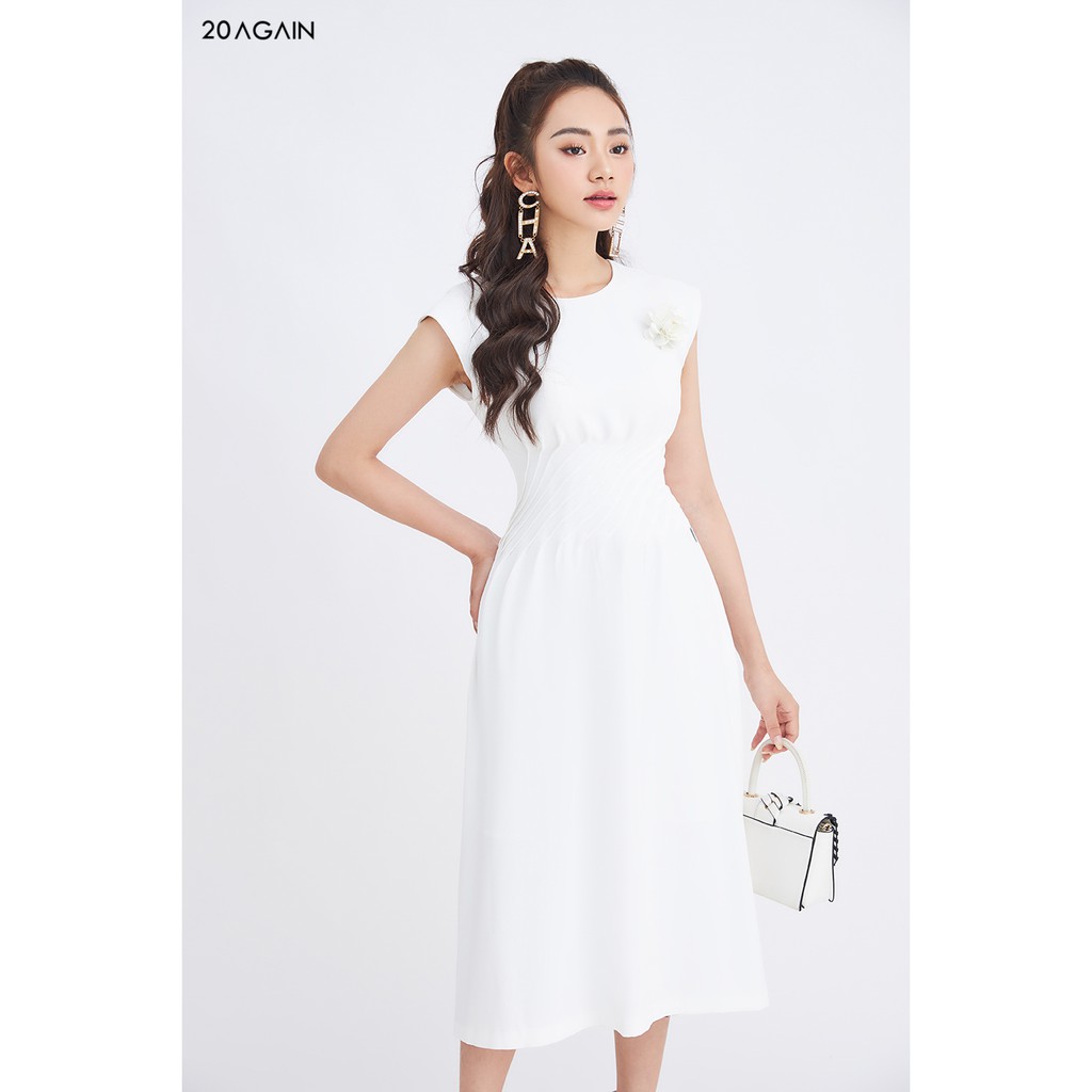 Đầm xòe chiết eo 20AGAIN DEA1200, đầm công sở thanh lịch, tôn dáng | BigBuy360 - bigbuy360.vn