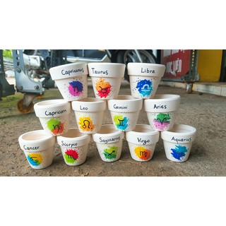 Chậu gốm mini 5cm có vẽ hình Cung Hoàng Đạo