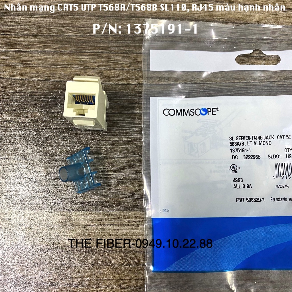 Nhân mạng CAT5e UTP, T568A/T568B, SL110, RJ45, màu hạnh nhân, P/N: 1375191-1 - Chính hãng COMMSCOPE