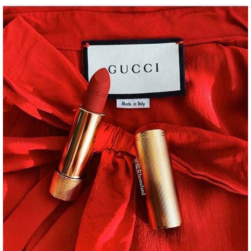 Son Gucci Rouge,Màu 25 Goldie Red [Full Box] ,Đỏ Tươi [Chính Hãng],Chất Son Mịn Lì,Lên Màu Chuẩn,Dễ Tán,Tặng Kèm Túi Gấu