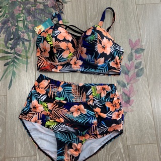 Set bikini cúp ngực hoa big size 60-70kg