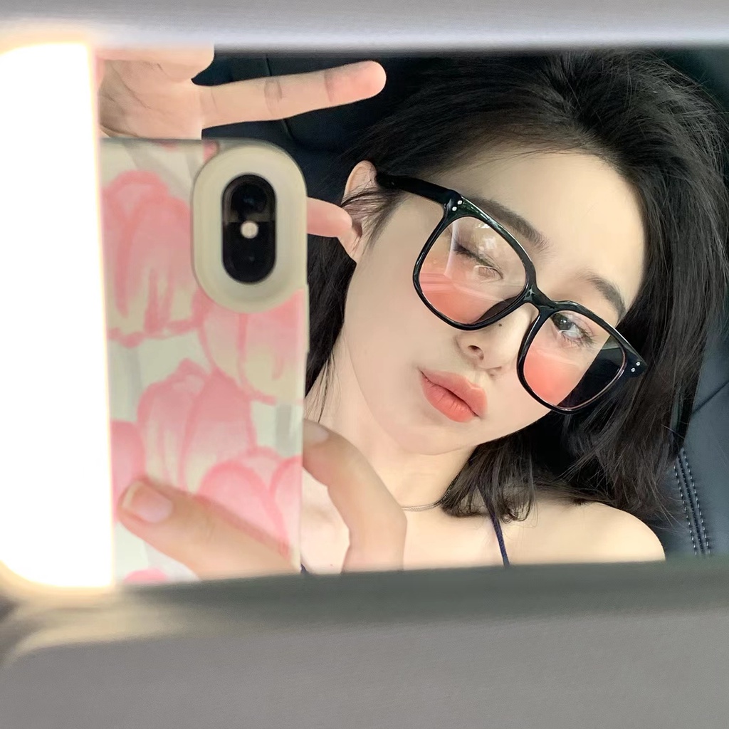 Kính Mát Gọng Vuông Tròn Màu Hồng Gradient Phong Cách Retro Thời Trang Cho Nữ