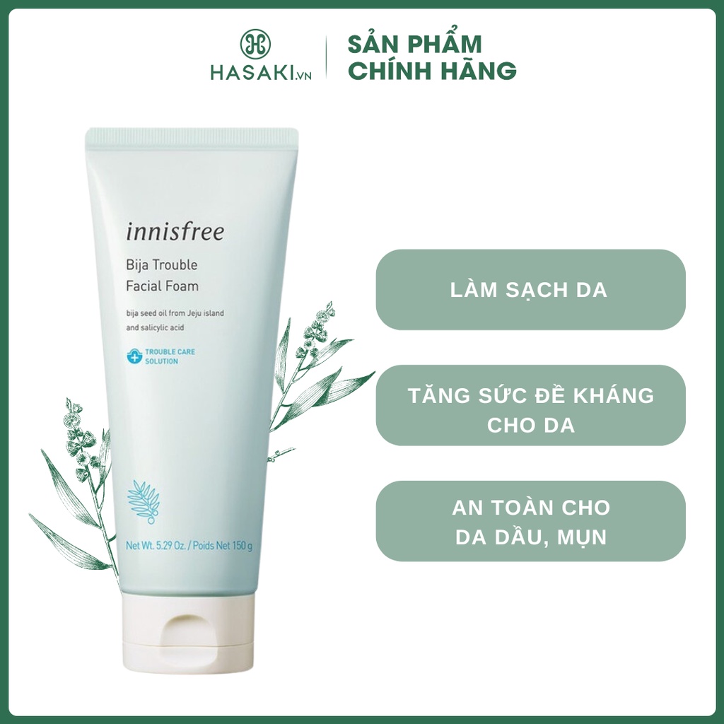 Sữa Rửa Mặt Dành Cho Da Mụn innisfree Bija Trouble Facial Foam 150g | Hasaki - Sản Phẩm Chính Hãng