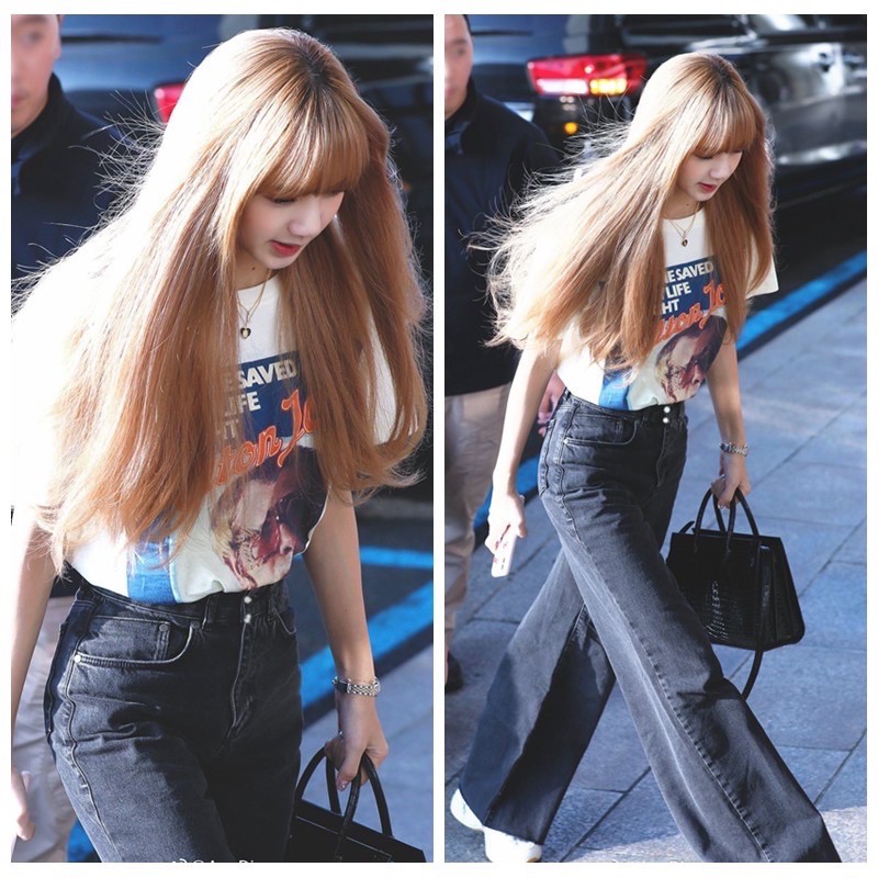 Quần jeans đen ống rộng giống Jennie & Lisa BLACKPINK
