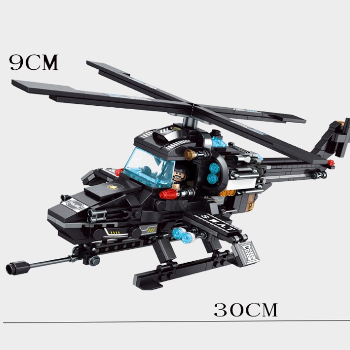 [900 CHI TIẾT] ĐỒ CHƠI XẾP HÌNH LEGO BIỆT ĐỘI SWAT, LEGO XE OTO QUÂN ĐỘI, LEGO ROBOT, LEGO TRỰC THĂNG QT27