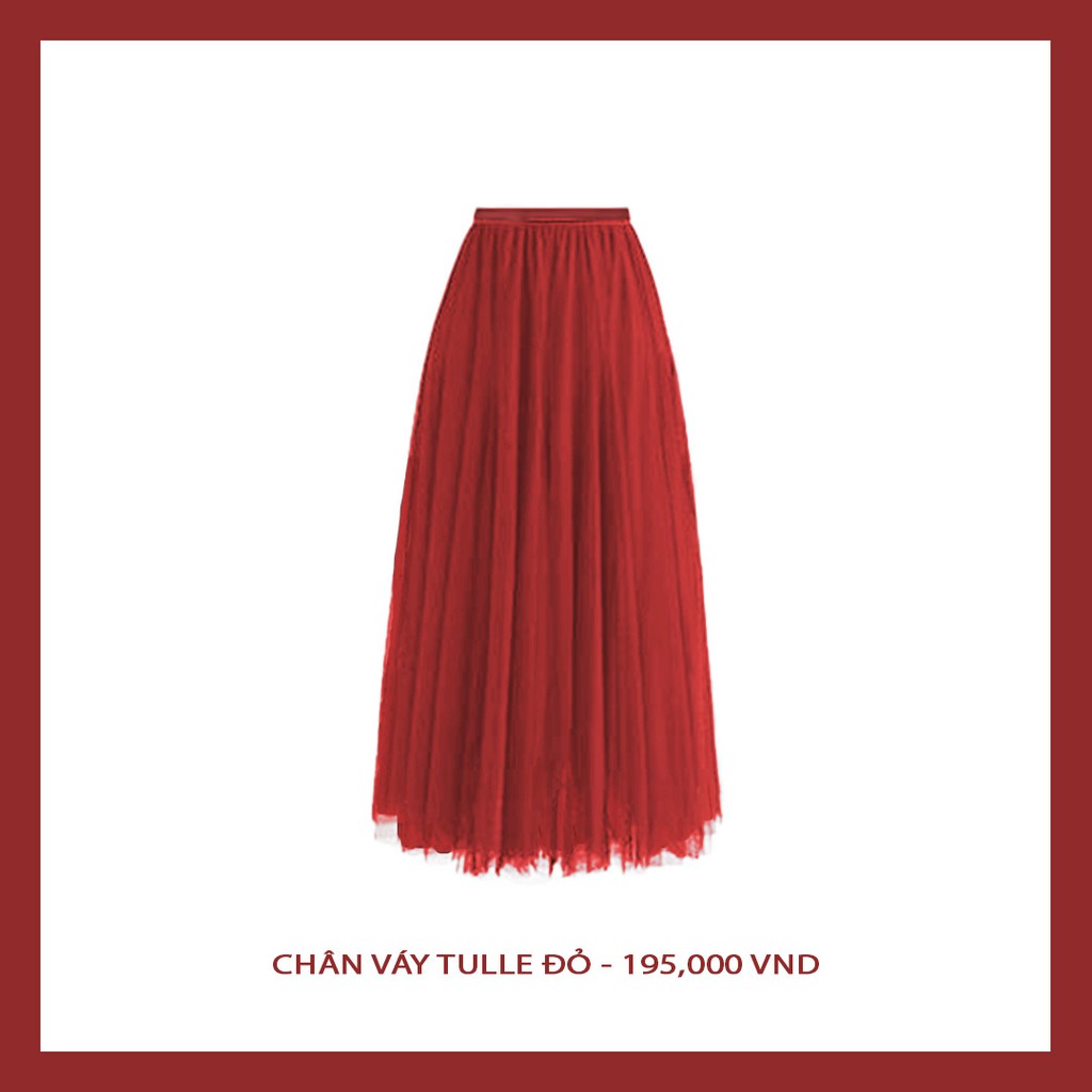 [Chất đẹp] Chân váy dài voan tulle đỏ 2 lớp